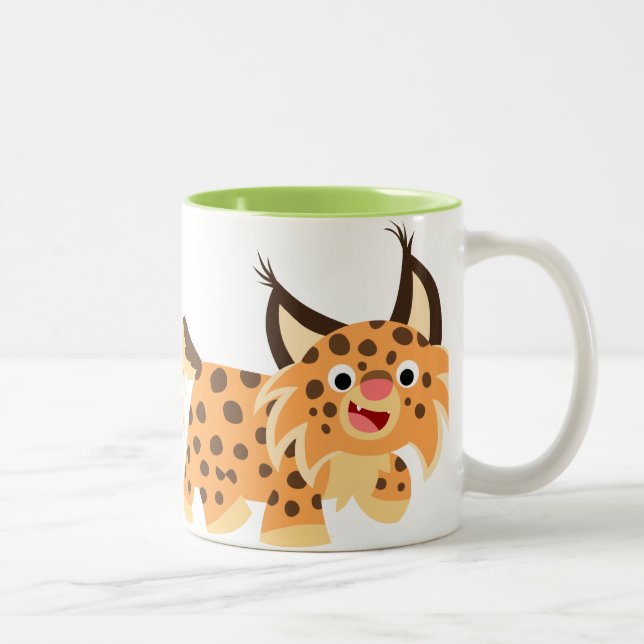 Cute Facetious Tecknad Bobcat Mugg (Höger)