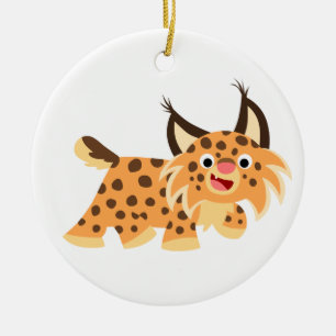 Cute Facetious Tecknad Bobcat Ornament