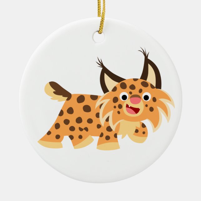 Cute Facetious Tecknad Bobcat Ornament (Framsidan)