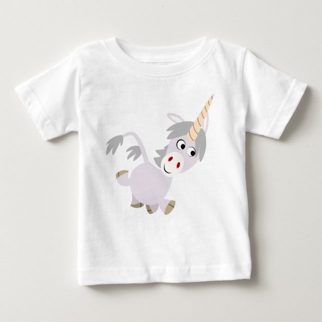 Cute Facetious Tecknad Unicorn Baby T-Shirt (Framsida)