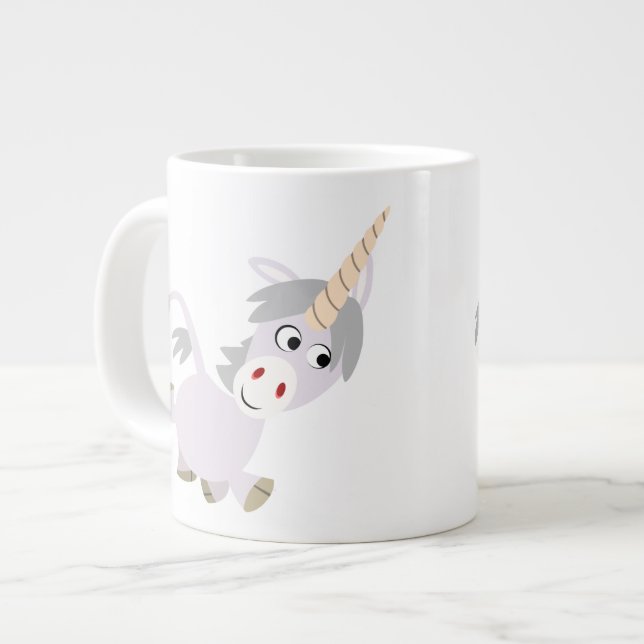 Cute Facetious Tecknad Unicorn Jumbo Mugg (Framsida vänster)