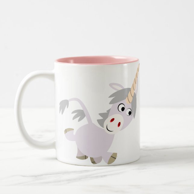 Cute Facetious Tecknad Unicorn Mugg (Vänster)