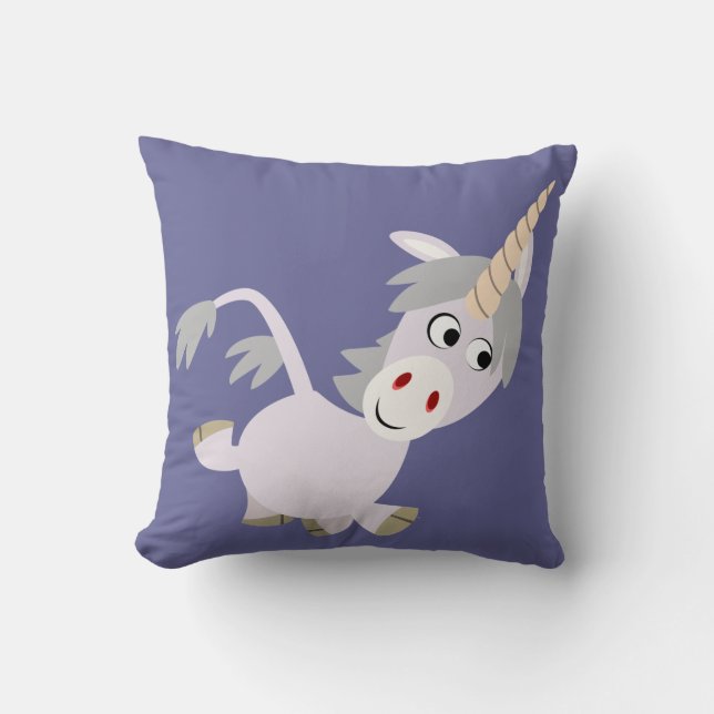 Cute Facetious Tecknad Unicorn Pillow Kudde (Framsida)