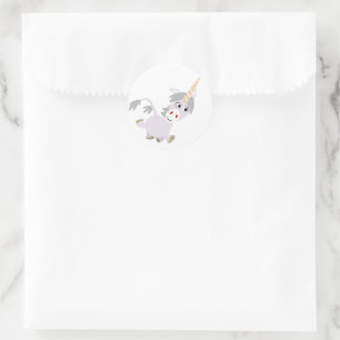 Cute Facetious Tecknad Unicorn Sticker Runt Klistermärke