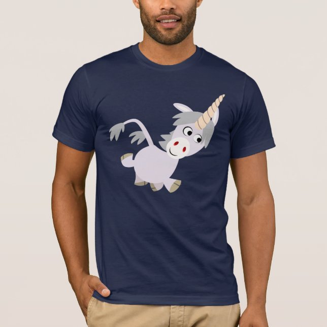 Cute Facetious Tecknad Unicorn T-Shirt (Framsida)