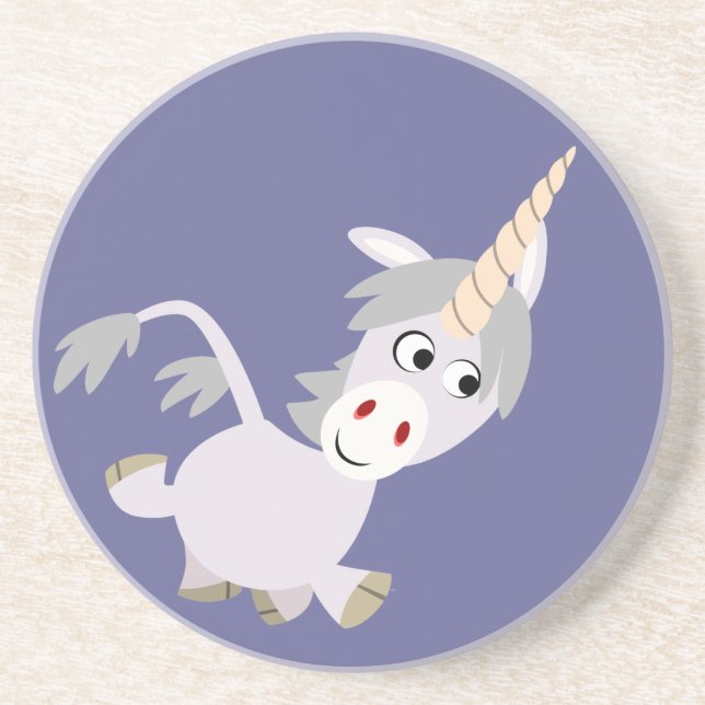 Cute Facetious Tecknad Unicorn Underlägg (Framsidan)
