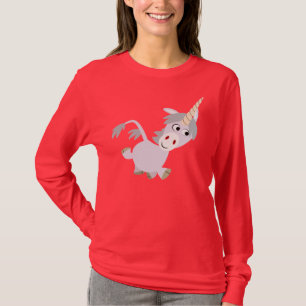 Cute Facetious Tecknad Unicorn Women T-Shirt