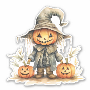 Cute fågelskrämma, Halloween Pumpkin, Sticker Klistermärken
