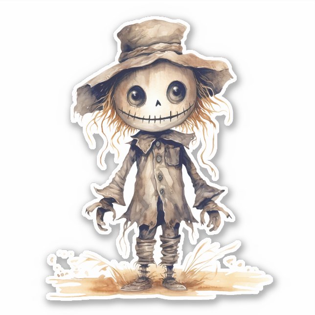 Cute fågelskrämma, Halloween Sticker Klistermärken (Framsida)