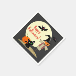 Cute Fågelskrämma & Kattunge Halloween Pappra blöj Pappersservett