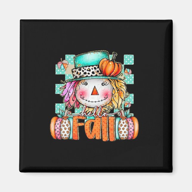 Cute Fågelskrämma Pumpkin Thanksgiving Halloween F Magnet (Framsidan)
