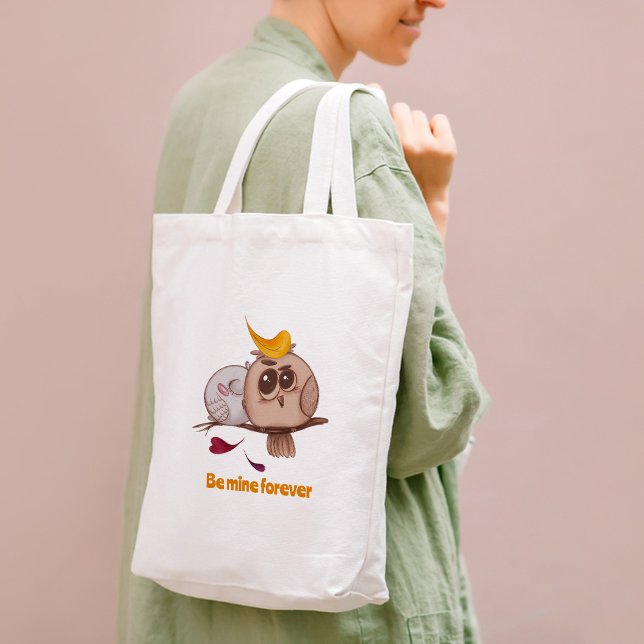 Cute-fåglar på gren Tote bags Tygkasse (Skapare uppladdad)