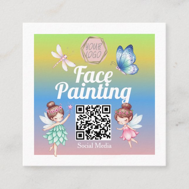 Cute Fairies Facepainter Artist  Fyrkantigt Visitkort (Framsida)