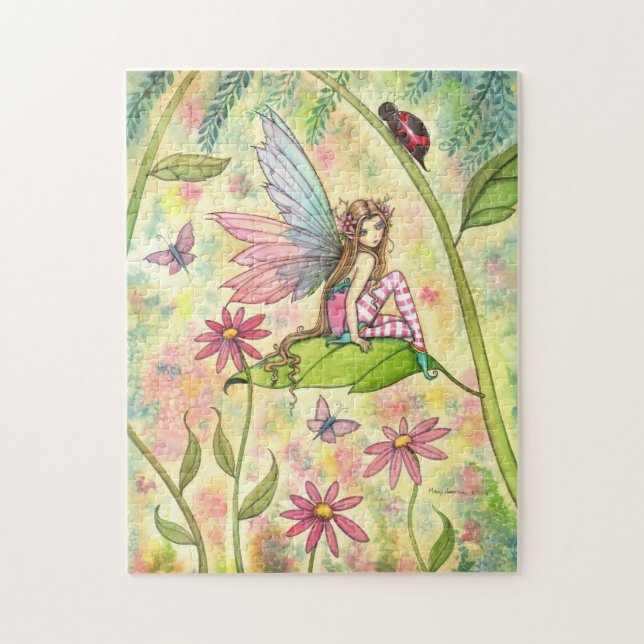 Cute Fairy and Ladybug Fantasy Art Pussel (Vertikal)