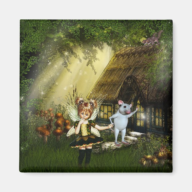 Cute Fairy and White Mouse Magnet (Framsidan)