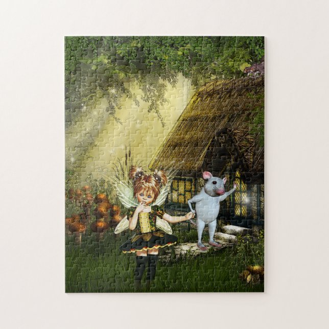 Cute Fairy and White Mouse Pussel (Vertikal)