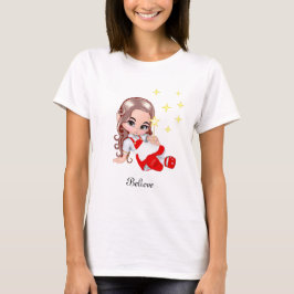 Cute Fairy angel klädd i rött och stjärnor T Shirt