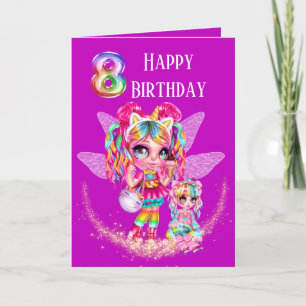 Cute Fairy åttaårsdag regnbågsmagi Kort