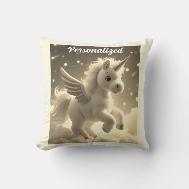 Cute Fairy Baby Unicorn-krämen Sparkling Fantasy Kudde (Framsida)