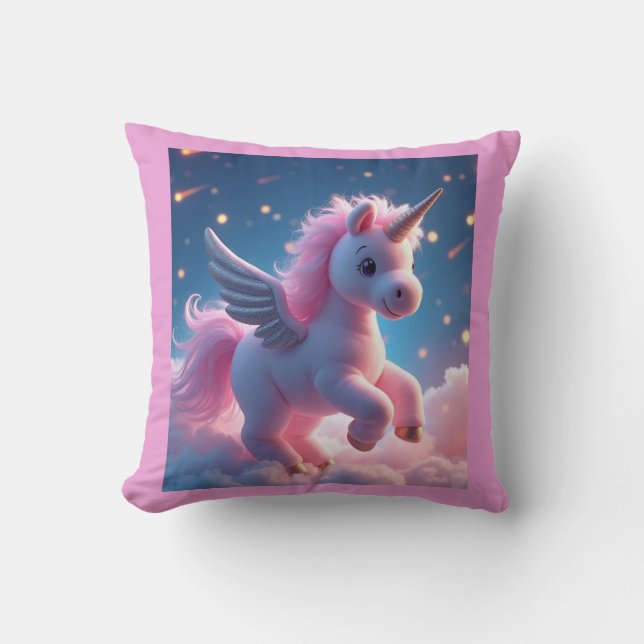 Cute Fairy Baby Unicorn ro Sparkling Fantasy Kudde (Framsida)