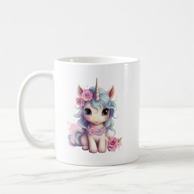 Cute Fairy Baby Unicorn Sparkling Fantasy Kaffemugg (Vänster)