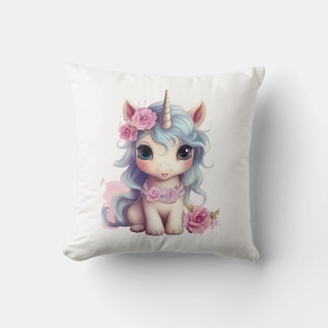 Cute Fairy Baby Unicorn Sparkling Fantasy Kudde (Framsida)