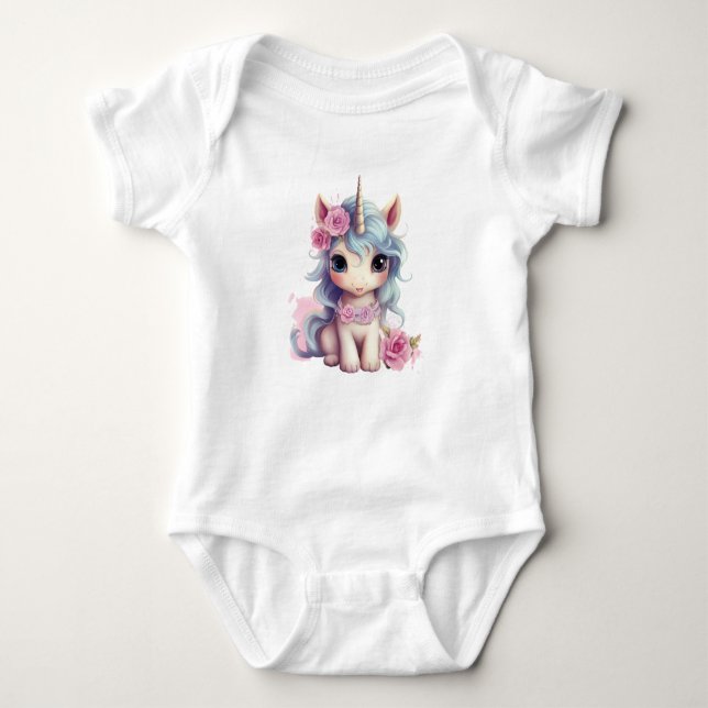 Cute Fairy Baby Unicorn Sparkling Fantasy T Shirt (Framsida)