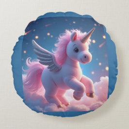 Cute Fairy Baby Unicorn Sparkling Fantasy Throw Pi Rund Kudde