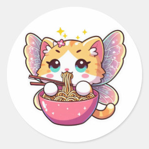 Cute Fairy cat ätande nuddar Runt Klistermärke