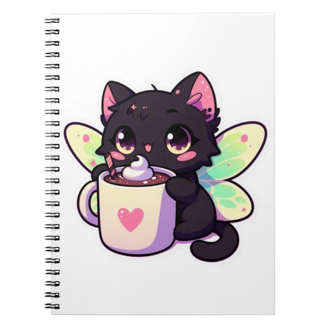 Cute Fairy cat-drickande choklad med hett Anteckningsbok (Framsidan)
