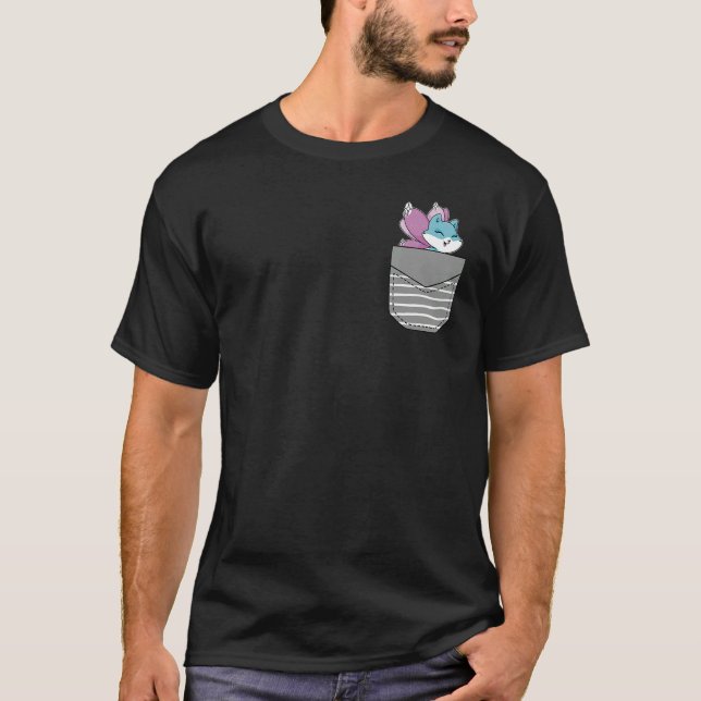 Cute Fairy Cat in Pocket T Shirt (Framsida)