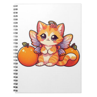 Cute fairy cat med orangar anteckningsbok