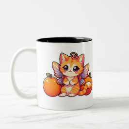 Cute fairy cat med orangar Två-Tonad mugg