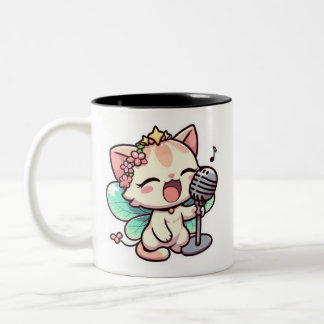 Cute Fairy cat singling Två-Tonad Mugg