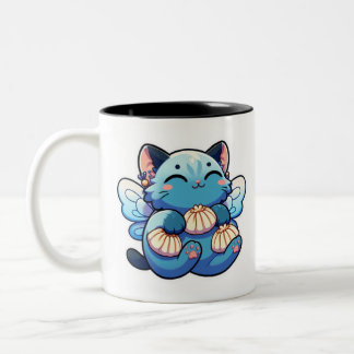 Cute Fairy cat with dumplings Två-Tonad Mugg