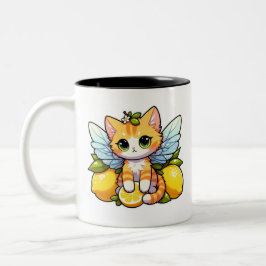 Cute Fairy cat with lemons Två-Tonad Mugg