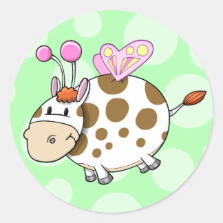 Cute Fairy Cow Sticker Runt Klistermärke