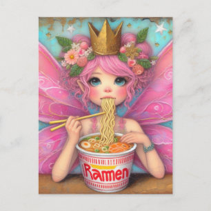 Cute Fairy Eating Ramen Vykort