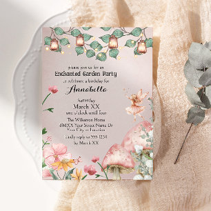 Cute Fairy Enchanted Garden Party Inbjudningar