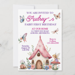 Cute Fairy First Birday Inbjudningar