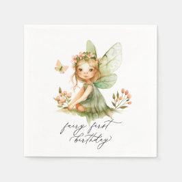 Cute Fairy First Birday Pappersservett
