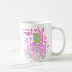 Cute Fairy Frog and Mushroom - du gör mig Mushy Kaffemugg