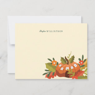 Cute Fairy Garden Autumn Blad Mushroom & Pumpkin Anteckningskort