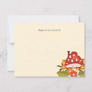 Cute Fairy Garden Autumn Blad Mushroom & Pumpkin Anteckningskort