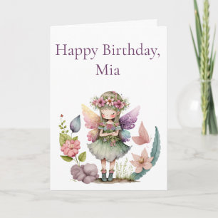 Cute Fairy Garden Girls Birthday Kort