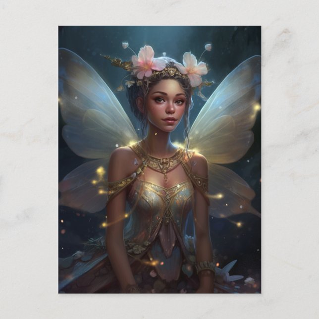 Cute Fairy Girl Fantasy Art Vykort (Framsida)