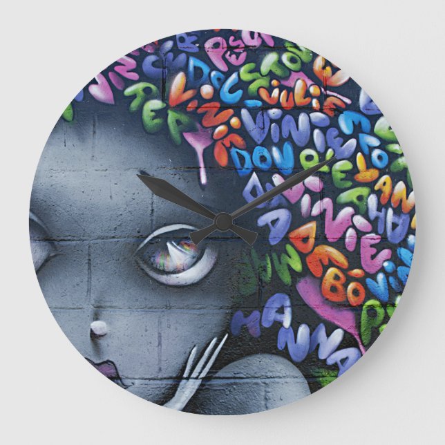 Cute Fairy Graffiti Stor Klocka (Framsida)