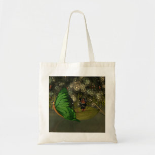 Cute Fairy in Boat with Fireflies Tygkasse