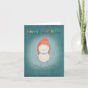 Cute Fairy Little Bird Pixy Hat Rainbow Birthday Kort