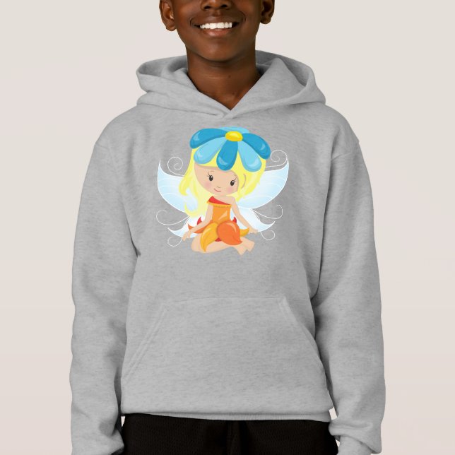Cute Fairy, Magic Fairy, Blonde Hair, Flowers T Shirt (Framsida)